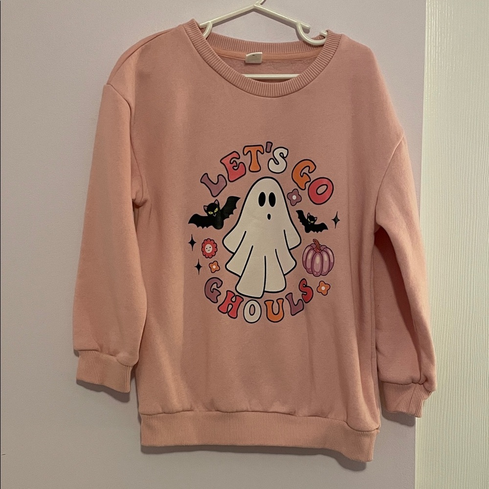 SHEIN Pink 'Let's Go Ghouls' Kids Sweatshirt